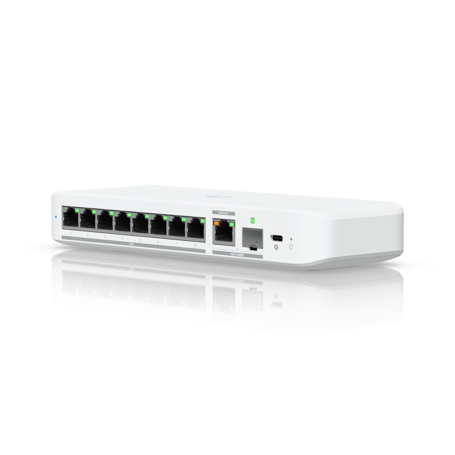 Ubiquiti Switch smart managed Layer2 9 Port - 8x 2,5 GbE - 1x 10 GbE PoE at In - Desktop - Lüfterlos - UniFi - USW-Flex-2.5G-8