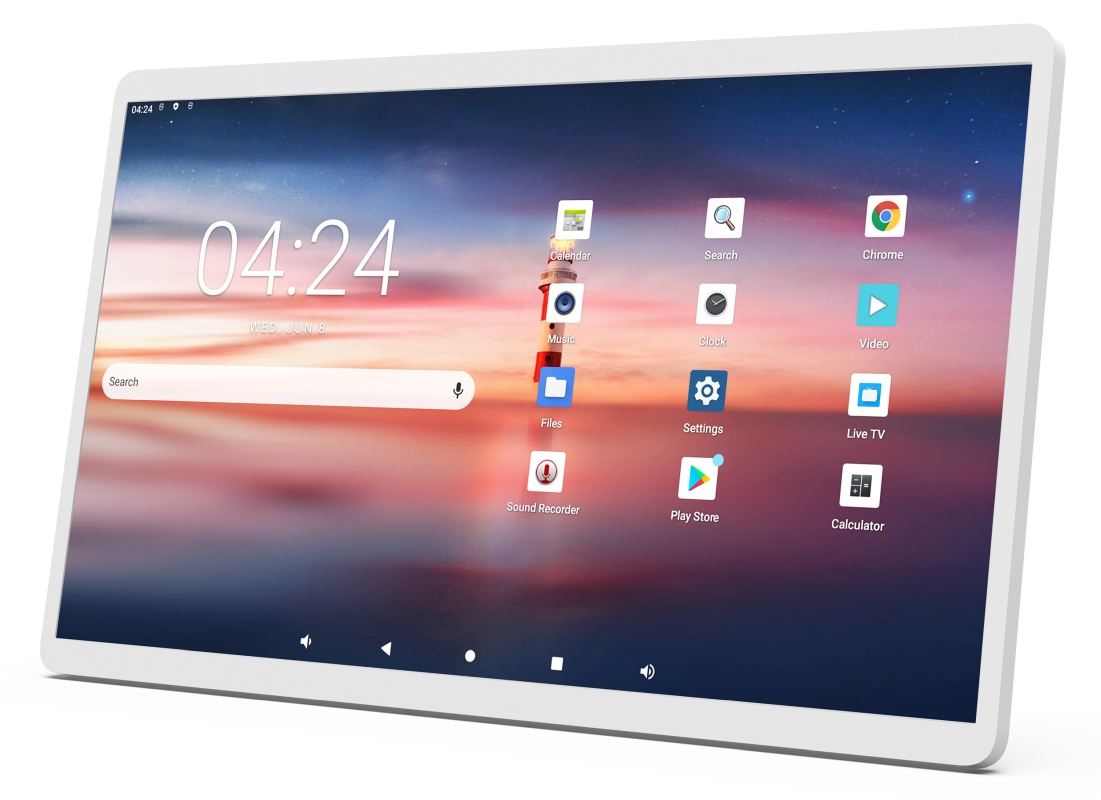 ALLNET High Performance Display 24 Zoll, Android 12, RK3588, HDMI In, Farbe weiß, für Batterie Standfuß kompatibel