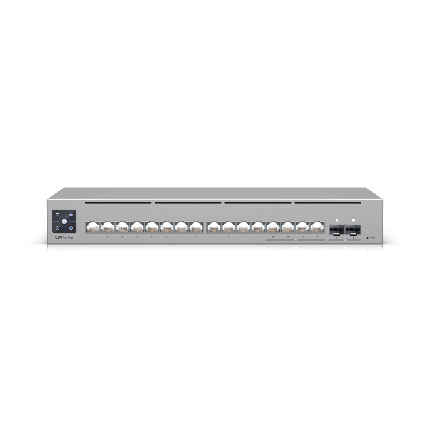 Ubiquiti Switch full managed Layer3 18 Port - 4x 2,5 GbE - 12x GbE - 2x SFP+ - Desktop - Lüfterlos - UniFi - USW-Pro-Max-16
